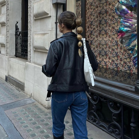 Zara sheep leather biker jacket black - Picture 4 of 16